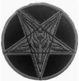 EMBROIDERED PATCH - SATANIC CIRCLE SHINY BLACK PENTAGRAM