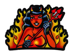 EMBROIDERED PATCH - FLAMES DEVIL WOMAN