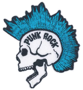 EMBROIDERED PATCH - SKULL PUNK ROCK MOHAWK