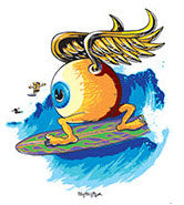 VON FRANCO STICKER - SURFING EYEBALL