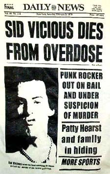 SID VICIOUS DIES FROM OVERDOSE 1" BUTTON