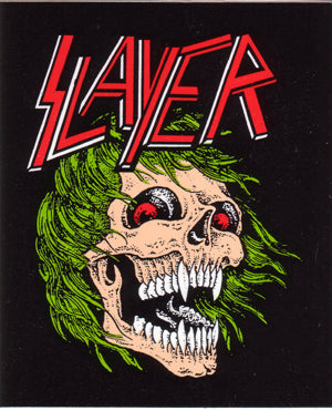 SLAYER - GREEN HAIRED SKULL 1" BUTTON