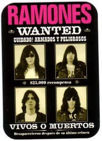RAMONES - WANTED 1" BUTTON