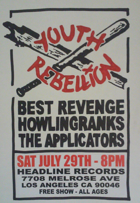 HEADLINE FLYER - YOUTH REBELLION / THE APPLICATORS (COLOR)