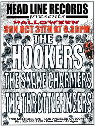 HEADLINE FLYER - THE HOOKERS / THE SNAKE CHARMERS / THROTTLEFING