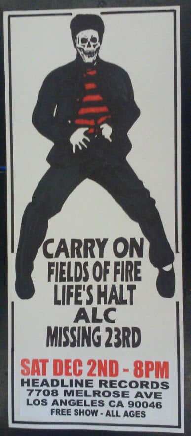 HEADLINE FLYER - CARRY ON / FIELDS OF FIRE / LIFE'S HALT / ALC
