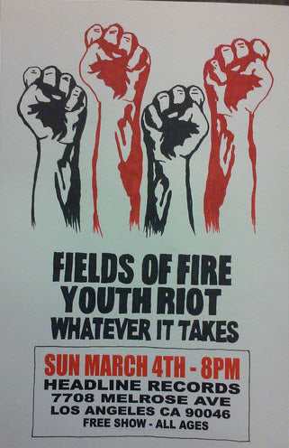 HEADLINE FLYER - FIELDS OF FIRE / YOUTH RIOT / WHATEVER  (COLOR)