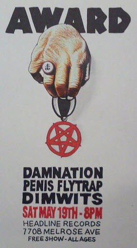 HEADLINE FLYER - DAMNATION / PENIS FLYTRAP / DIMWITS (COLOR)