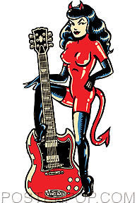 VINCE RAY STICKER - SG GUITAR DEVIL GIRL STICKER
