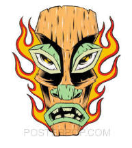 ALAN FORBES STICKER - FLAMING TIKI