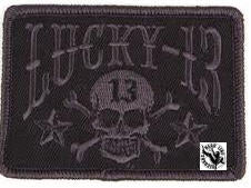 LUCKY 13 - SKULL STARS BLACK EMBROIDERED PATCH PATCH