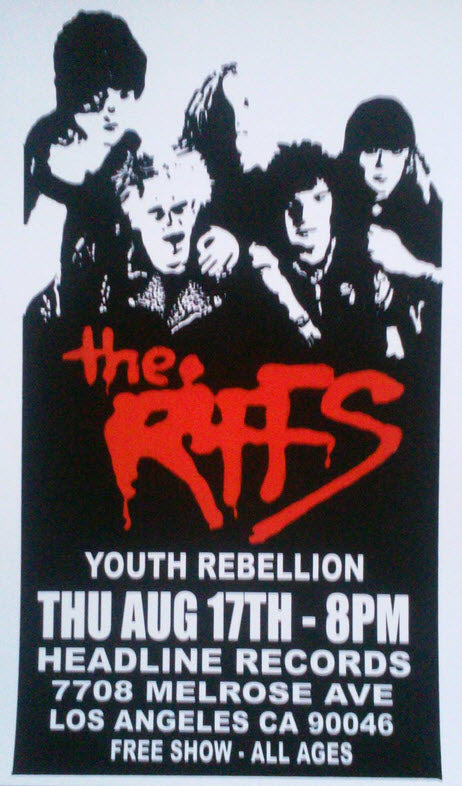 HEADLINE FLYER - THE RIFFS / YOUTH REBELLION (COLOR)
