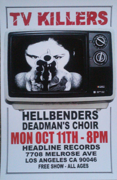 HEADLINE FLYER - TV KILLERS / HELLBENDERS / DEADMAN'S CHOIR
