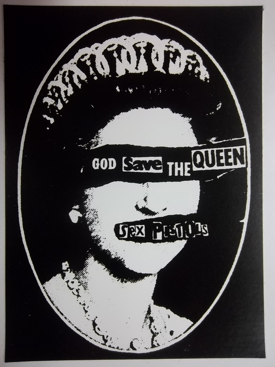 SEX PISTOLS - GOD SAVE THE QUEEN B/W SQUARE STICKER