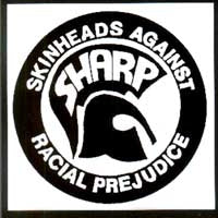 1" BUTTON - SKINHEADS AGAINST RACIAL PREJUDICE ( SHARP )