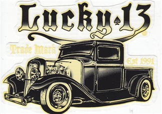 LUCKY 13 STICKER - BLACK CUSTOM STICKER