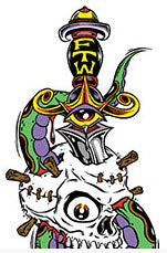 ALAN FORBES STICKER - SKULL & SNAKE