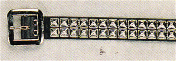 BELT - 2 ROWS CHROME PYRAMIDS STUD ON BLACK LEATHER
