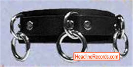 CHOKER - 3 RINGS ON BLACK LEATHER