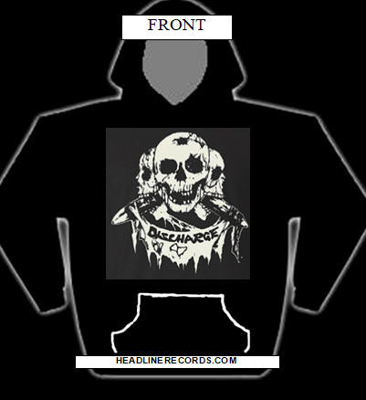 DISCHARGE - 3 SKULLS HOODIE SWEATSHIRT