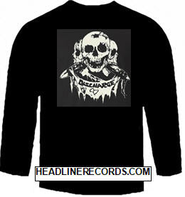 DISCHARGE - 3 SKULLS LONG SLEEVE TEE SHIRT