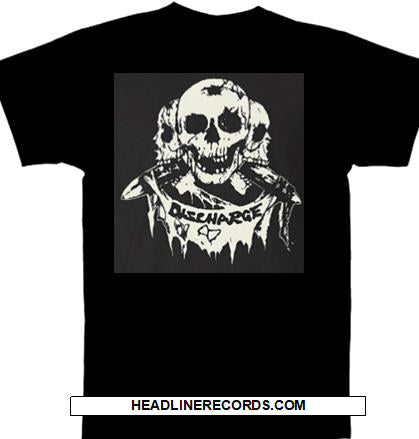 DISCHARGE - 3 SKULLS TEE SHIRT