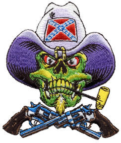 EMBROIDERED PATCH - PIZZ REBEL SKULL