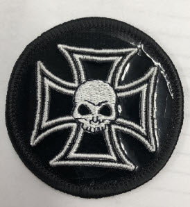 EMBROIDERED PATCH - IRON CROSS SKULL CIRCLE PATCH