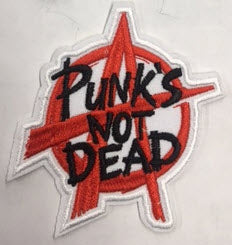 EMBROIDERED PATCH - PUNKS NOT DEAD WHITE PATCH