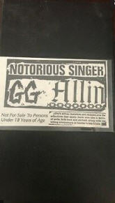 GG ALLIN - NOTORIOUS SINGER VHS