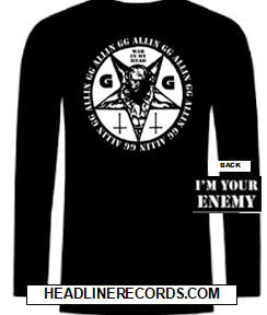 GG ALLIN - WAR IN MY HEAD LONG SLEEVE TEE SHIRT