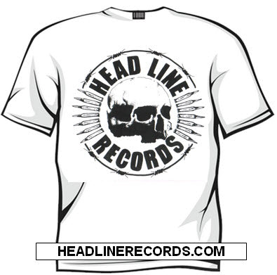 HEADLINE RECORDS - SKULL LOGO WHITE TEE SHIRT