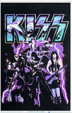 KISS - BAND BLUE LIGHTNING BLACKLIGHT POSTER