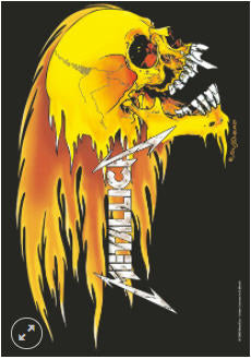 METALLICA - SKULL & FLAME FABRIC FLAG BANNER