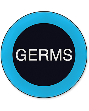 GERMS - BLUE CIRCLE W/ GERMS ENAMEL PIN BADGE