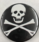 2.25" BIG BUTTON - SKULL CROSS BONES