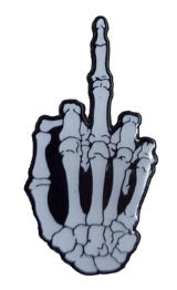 ENAMEL PIN BADGE - SKELETON MIDDLE FINGER