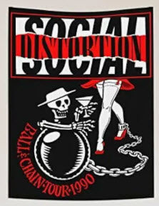 SOCIAL DISTORTION - BALL & CHAIN TOUR 1990 FABRIC FLAG BANNER