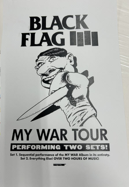 BLACK FLAG - MY WAR TOUR B/W FLYER TOUR POSTER