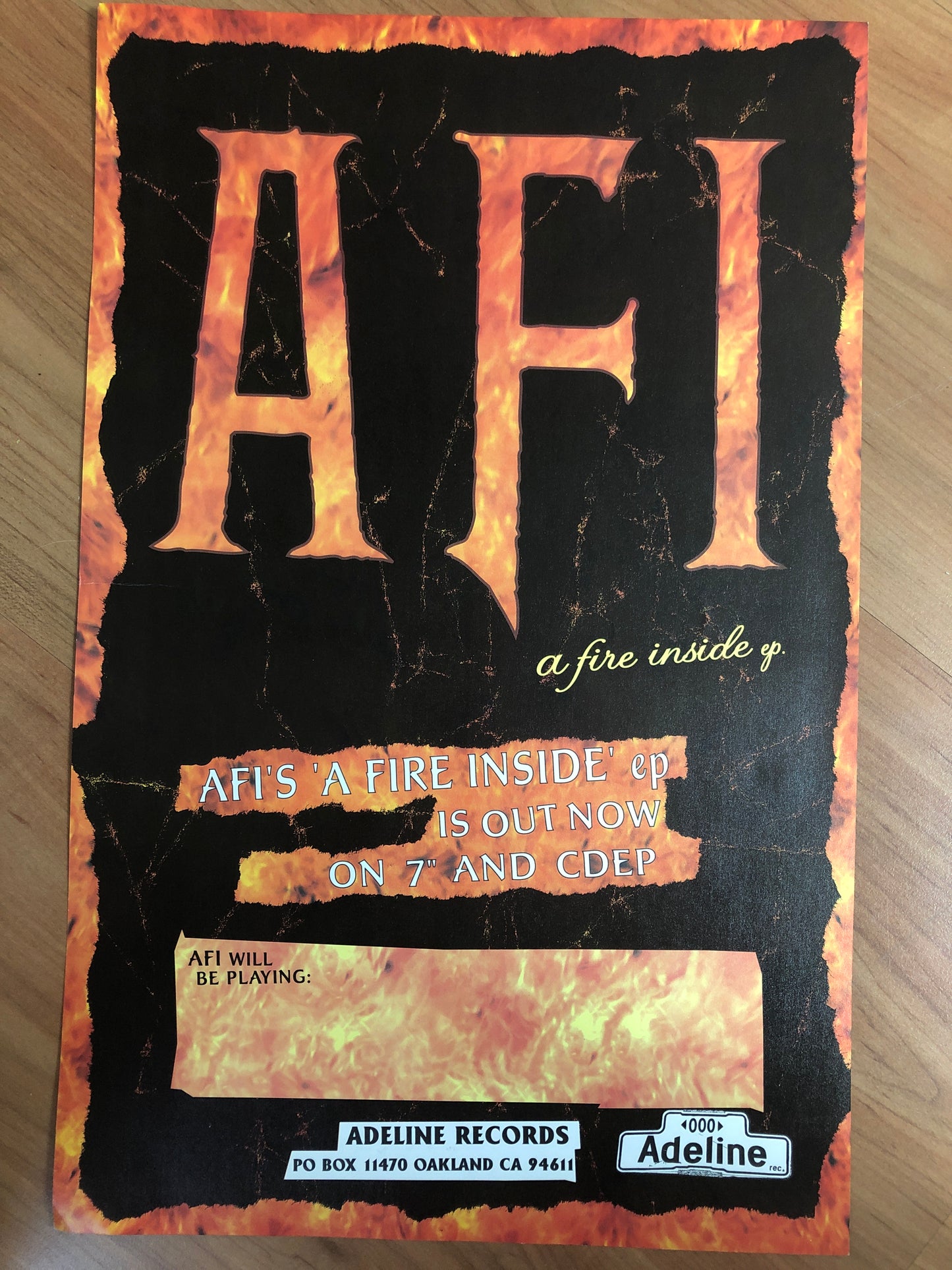 AFI - A FIRE INSIDE EP POSTER