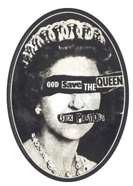 SEX PISTOLS - GOD SAVE THE QUEEN B/W CUT OUT STICKER
