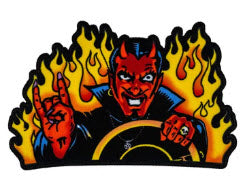 EMBROIDERED PATCH - FLAMES DEVIL MAN