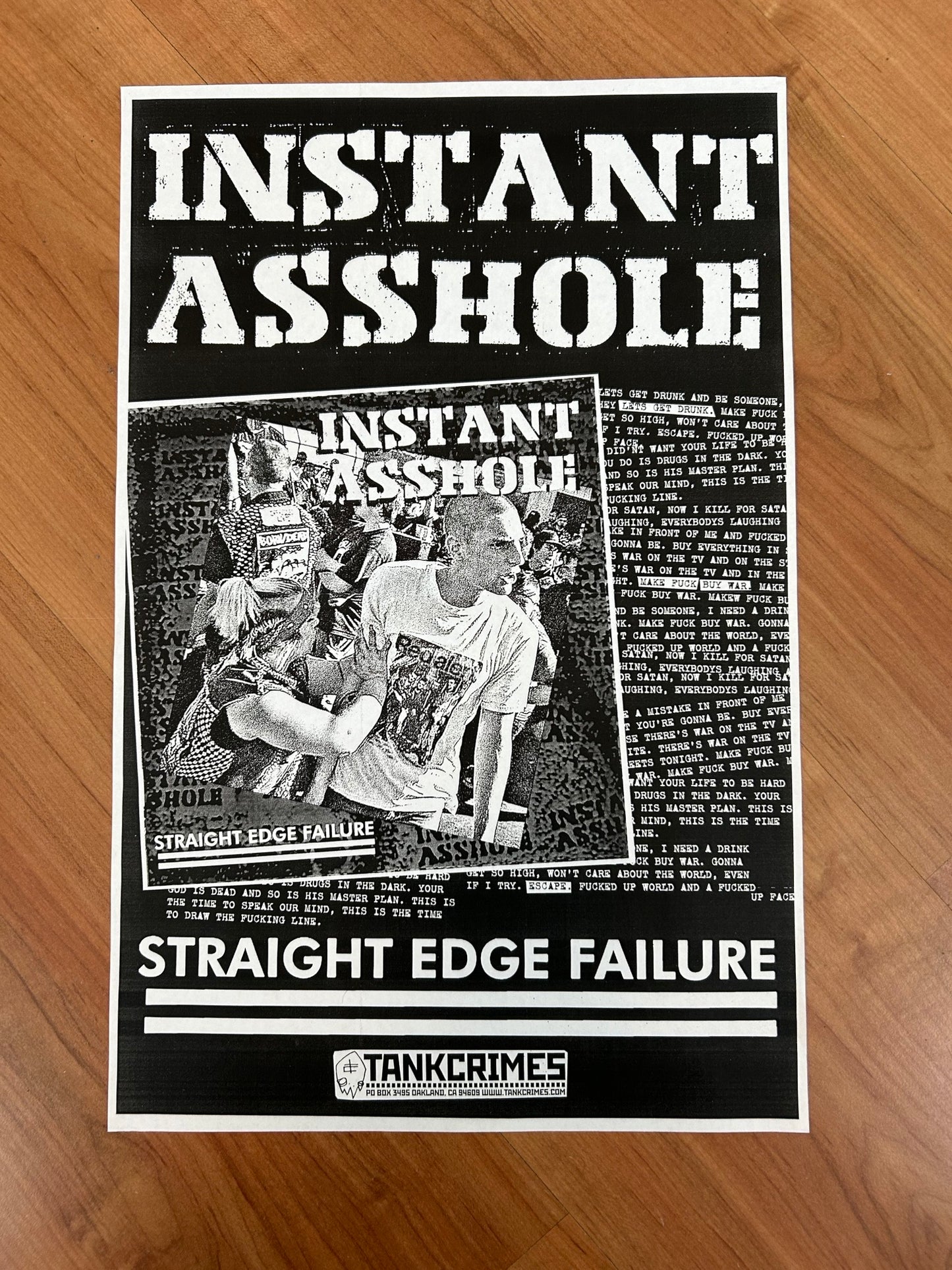 INSTANT ASSHOLE - STRAIGHT EDGE FAILURE POSTER