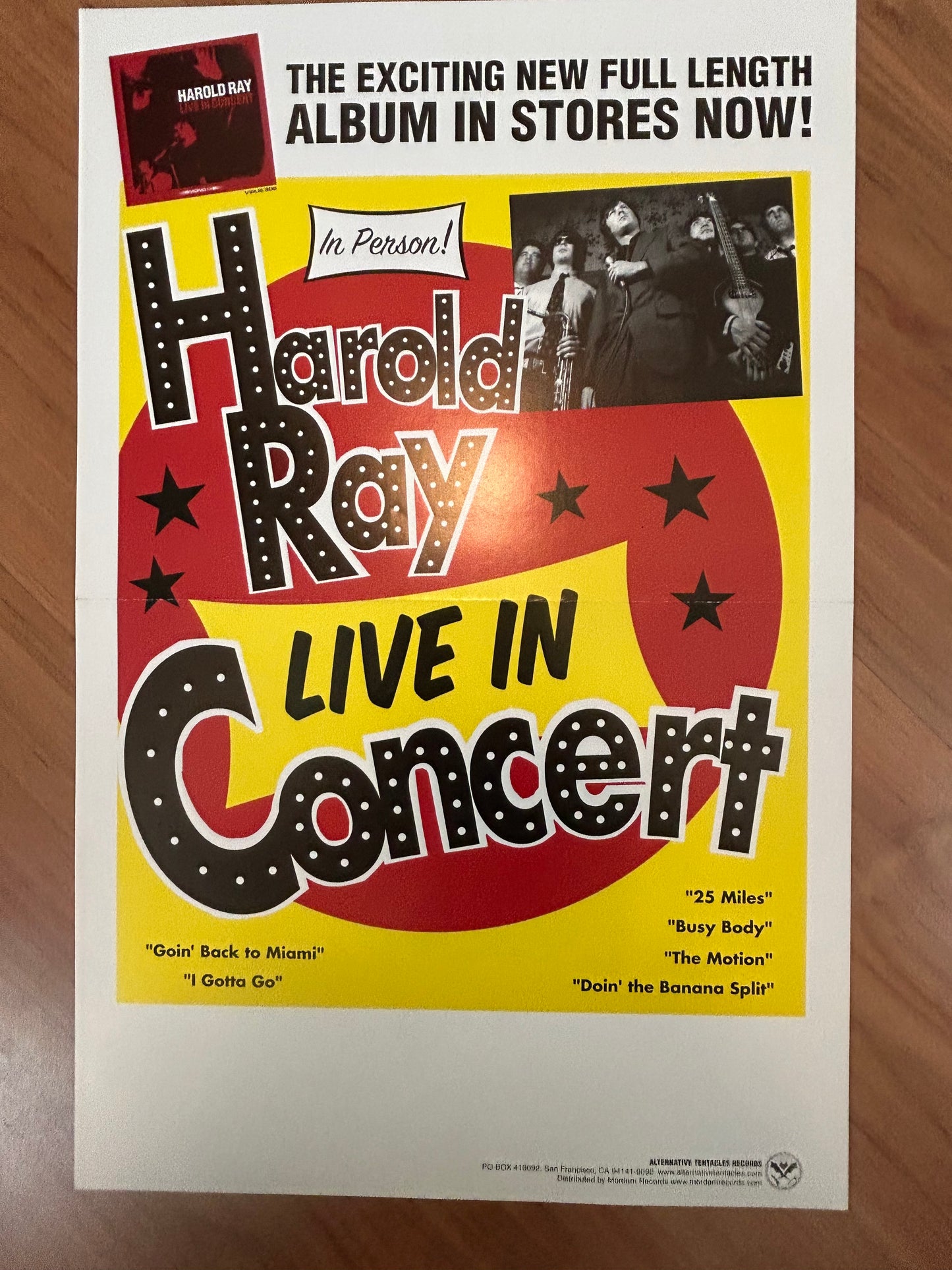 HAROLD RAY - LIVE IN CONCERT POSTER