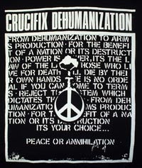 CRUCIFIX - LOGO + LYRICS 1" BUTTON