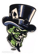 VINCE RAY STICKER - GREEN SKULL STICKER