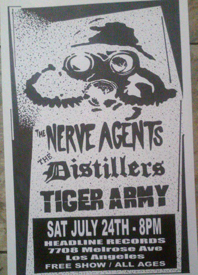 HEADLINE FLYER - NERVE AGENTS / DISTILLERS / TIGER ARMY