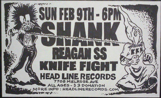 HEADLINE FLYER - SHANK / REAGAN SS / KNIFE FIGHT