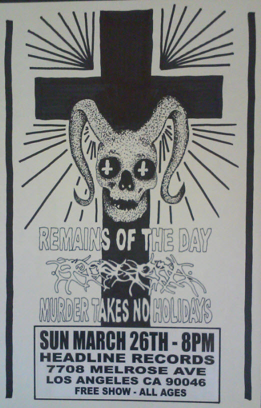 HEADLINE FLYER - REMAINS OF THE DAY / PROGERIA / MURDER