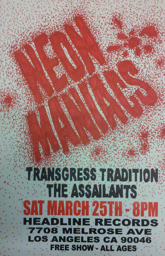 HEADLINE FLYER - NEON MANIACS / THE ASSAILANTS  (COLOR)